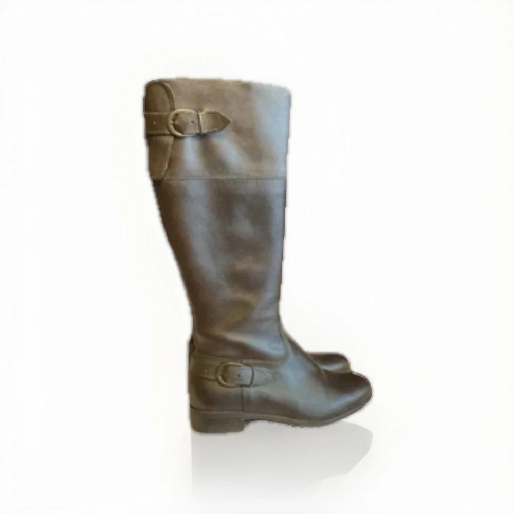 Brown Leather Zip Knee High Riding Boots Size 6 US ALDO